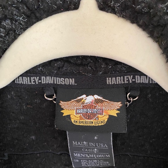 Harley Davidson Snap Down Shacket Black Gray Sherpa Long Sleeve Jacket Men’s M - Picture 9 of 9